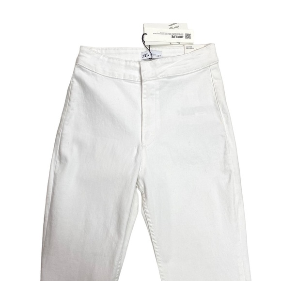 ZARA High Rise Full Length Skinny Flare Jeans in White Size 8 New with Tags - Picture 3 of 10
